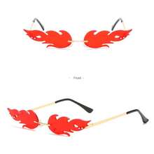 1 pièce Lunettes de soleil sans monture unisexe avec dégradé arc-en-ciel en forme de flamme, convient pour les festivals de musique, les fêtes, la Saint-Valentin, le style Y2K. Lunettes de haute qualité en acrylique avec dégradé vert, bleu, rouge