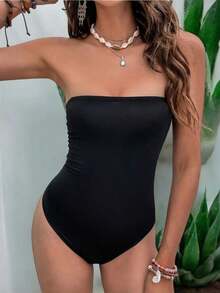 Body sexy sin tirantes para mujer - Negro - Ver 2