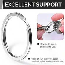 10Pcs Polished Silver Keyring Stainless Steel Hole Flat Key Ring Key Chain Rhodium Plated Round Split Keychain DIY Wholesale Backpack For School Car Accessories Cute Goth Y2k