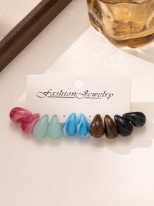 10-50pcs/Set Fashion Dopamine Colorful Water Drop Shaped Earring Sets, Lightweight Material, No Burden, Suitable For Women's Daily Wear