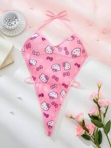 SANRIO 可爱数码印花粉色睡衣，女士透视露背连体裤，泰迪熊连体裤，性感内衣连体裤，适合外出穿着 - 淺粉色 - 查看 5
