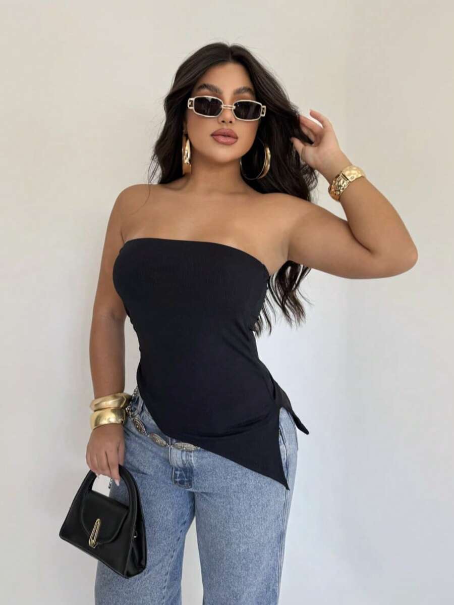 ASYMMETRICAL FEMININE DRESS IN RIBBONA - WITH PADS - SIDE SLIT Simple Casual Backless Asymmetrical Split Evening