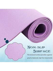 紫色彩色纯色双面加厚加宽运动垫，防滑抓地EVA瑜伽垫 - 初学者垫 - 男女高密度健身垫，普拉提垫，防水防滑，防撕裂，户外加厚EVA野餐垫，防滑减震静音跳绳垫，专业运动垫，轻便，瑜伽、普拉提缓冲支撑 - 紫色 - 查看 3