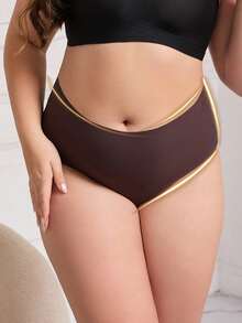 6 piezas Bragas de unicolor talla grande, comodidad casual - minimalista casual - encanto maduro romántico - encanto maduro elegante, tela de punto suave acanalada (waffle) para primavera/verano otoño/invierno, básico sexy tipo tanga - Multicolor - Ver 3