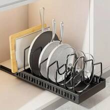 Pull Out Pot Lid And Cookie Sheet Organizer Rack For Cabinet - Sliding Kitchen Organizers – Pans, Lids, And Tray Storage - màu đen - Xem 8