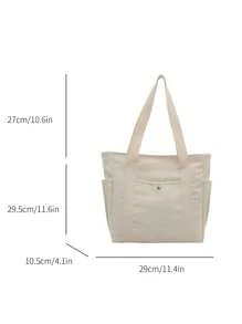 1pc Large Capacity Tote Canvas Bag - Suitable For Both Work And Leisure, This Stylish Shoulder Bag Can Be Used As A Large Beach Bag, A Book Tote, A Clinical Bag, A Nurse's Tote Bag, Or A Handleable Laundry Tote Bag. In Other Words, It Is A Practical Bag For Every Woman In The Sun. When You Are Handling Errands, Work, Or General Life, This Durable Handbag Will Be Your Reliable Companion And Is Also Very Easy To Clean.