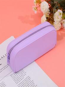 New Large Capacity Silicone Solid Color Pencil Case, Student Stationery Organizer Bag, Rectangular Silicone Pencil Box, Cosmetics Storage Pouch - Multicolor - View 6