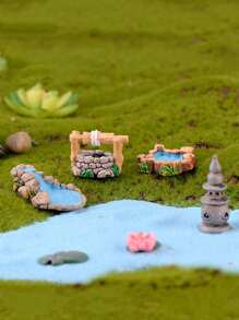 12pcs/Set Mini Fairy Garden Decorations Flowers & Plants Landscape Ornaments For Potting, Lawn, Bridge, Waterwell, DIY Garden Pond Decor, Miniature Statues