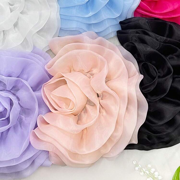 2pcs Handmade 3D Organza Flower Applique Corsage - Vibrant Solid Colour Layered Rose Design, Handmade Sewing Supplies For DIY Bridal Wedding Dress, Corsage And Fashion Accessories, Wedding Holiday Party Wear! - Multicolor - View 4