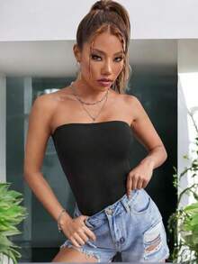 Body sexy sin tirantes para mujer - Negro - Ver 6