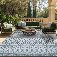 Outdoor Rug, Garden Rugs Outdoor Waterproof, Picnic Mat For Family Party, Gray Large Outdoor Rug, Camping Tent Carpet, Outdoor Mats For Front Door, Large Patio Rug, Outdoor Play Mat, Modern Large Area Rugs For RV, Backyard, Balcony, Outside Rug. - Moroccan Gray - View 3