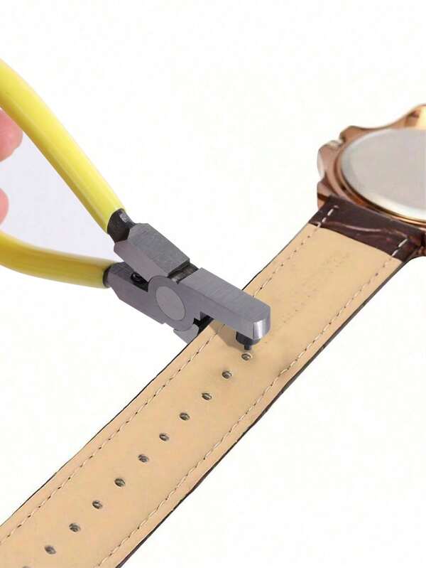 Pinze regolabili per foratura multiforme per fori rotondi e quadrati, utensile di precisione per cinture in pelle, cinturini per orologi, collari per cani, gioielli e fogli di metallo, impugnatura ergonomica gialla con design in ferro robusto, artigianato fai-da-te, riparazione di scarpe e realizzazione professionale di gioielli