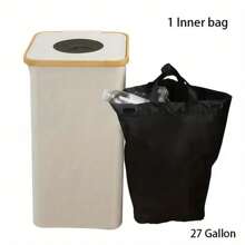 1 Stück Recycling-Behälter für draußen, 2 Innentaschen, Mülleimer, Wäschekorb, 100L Hochkapazität, Ersatztasche an der Seite, geeignet für Innenräume, Küche, Waschraum, Schlafzimmer, Wohnheim, Büro, Kleidung, Flaschen, Spielzeug Aufbewahrung