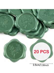 CYFUN DESIGN 20/25 PCS Eucalyptus Pattern Real Wax Sealing Stickers Self-Adhesive Wedding Invitation Envelope Seal Stickers For Decorating Wedding Invitations, Gifts,Back To School,School Supplies