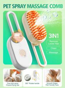 4 em 1 Escova a Vapor para Massagem, Limpeza, Desembaraçar e Pentear Pets, Pente Multifuncional para Remoção de Pelos de Gato e Cachorro, Escova para Gato, Escova a Vapor para Gato, Escovas Antiestáticas para Gato, Escova a Vapor Recarregável para Gato, Pente de Massagem para Grooming de Pets, Escova a Vapor para Gato, Cabeça de Escova de Silicone Autolimpante, Manuseio Ergonômico de 360°