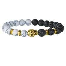 1 pieza Pulsera de cuentas con calavera punk, pulsera personalizada para hombre de playa