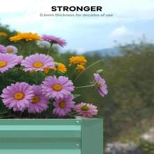 1pc Raised Garden Bed Square Metal Planter Box - 0.5mm Thick Galvanized Steel Planter Box, Easy Tool-Assembly, Open-Bottom Design For Outdoor Use - 綠色 - 查看 3