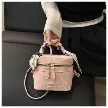 Borsa a mano da donna in seta con foulard, con ornamenti pendenti, borsa a tracolla e a spalla, adatta per lo shopping, gli appuntamenti e le feste, adatta a tutte le stagioni