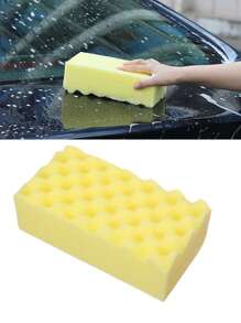 1pc Wave Shaped Car Wash Sponge Block, High Density Auto Detailing Polishing Honeycomb Car Washing Sponge, Powerful Cleaning