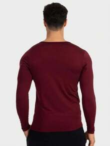 Men's Thermal Shirt UV Protection 50+ Second Skin T-Shirt Cold Mesh Blouse Gym Long Sleeve F7 NEW STYLE - 酒紅色 - 查看 2