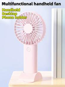 1 pieza Abanico de plástico mini simple rosado portátil de mano para verano - Rosa - Ver 9