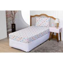 Single Sheet Set With 2 Pieces Printed Cotton Fabric With Elastic All Around And Pillowcase In Matchstick Stitch - 粉色 - 查看 3