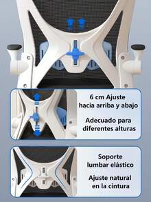 Silla Oficina Ergonomica Con Respaldo Soporte Lumbar Separado - Negro - Ver 3