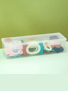 1pc Plastic Baby Bottle & Nipple Compartment Storage Box With Cover, Dustproof Desktop Transparent Teething Stick Toy Organizer - Transparent - View 2
