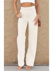 Jeans High Waisted Straight Leg Loose Jeanshalloween - Beige - View 6