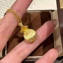 1pc Stainless Steel Micro-Inlaid Zirconia Hollow Shell Pearl Necklace - Yellow Gold - View 2