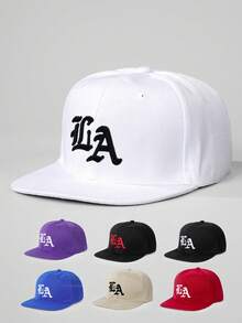 1 件刺绣 LA 可调节帽檐棒球帽，户外防晒休闲帽，适合春季、秋季、旅行、海滩，适合男孩，Y2K 风格 - 刺繡 - 查看 1