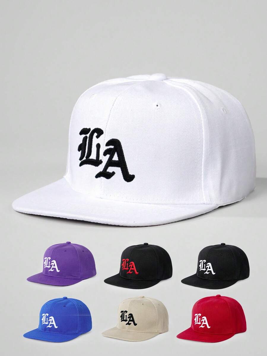 1 件刺绣 LA 可调节帽檐棒球帽，户外防晒休闲帽，适合春季、秋季、旅行、海滩，适合男孩，Y2K 风格 - 刺繡 - 查看 1