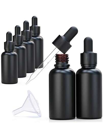 5pcs 1oz (30ml) Black Coated Glass Essential Oil Bottles With Glass Dropper - Leak-Proof, UV Protection Aromatherapy Container For Serums And Oils