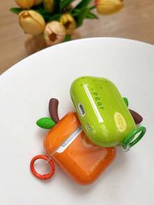 3D Leaf, Orange & Pear Design Silicone Soft Case Cover Compatible With Apple 4/3, Pro 2/3, Cute & Creative, Suitable For Couples, Summer