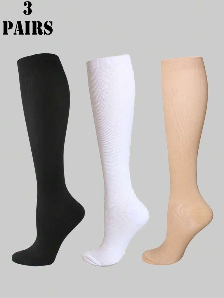 3 Pairs Copper Ion Compression Socks, Unisex, Promote Blood Circulation, Suitable For Running, Nursing, Sports, Autumn Wear - Multicolor - View 11