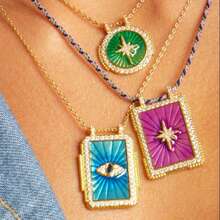 1 Stück Tarot Karten Halskette mit Anhänger, Sonne, Mond, 8-zackiger Stern, Herz, Planet, Wüsten-Stil Choker für Frauen