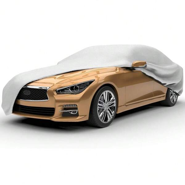 Silver Gray Car Cover, Thick PEVA Material, Dust-Proof, Scratch-Resistant, Breathable, Waterproof All-Weather All-Season Vehicle Protection, Suitable For Sedans, Essential Car Accessory To Protect Your Beloved Car
