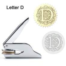 1 件不锈钢压花印章，巴洛克风格 26 个字母 A-Z 首字母系列，带花卉图案，手持式图书馆印章，首字母压花印章，婚礼压花印章，纸质压花印章，适用于书籍、信封、婚礼请柬和图书馆材料学校用品，返校