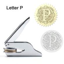 1 件不锈钢压花印章，巴洛克风格 26 个字母 A-Z 首字母系列，带花卉图案，手持式图书馆印章，首字母压花印章，婚礼压花印章，纸质压花印章，适用于书籍、信封、婚礼请柬和图书馆材料学校用品，返校
