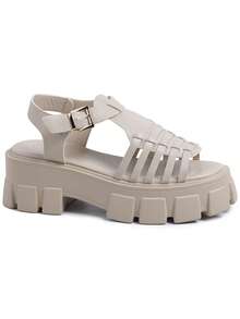 Plateausandalen mit dickem Absatz - Stil und garantierter Komfort - Beige - Übersicht 1
