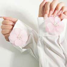 2 件衬衫纽扣套，女士花朵手工袖扣，衬衫装饰纽扣，全铜底座，工艺品装饰纽扣，精美配饰，商务日常派对婚礼礼物，精致工艺品