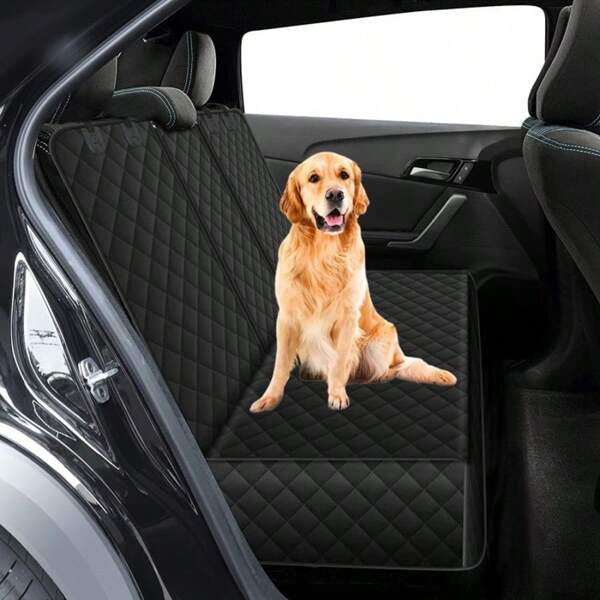 Dog Car Seat Protector, Back Seat Pet Car Seat Protector Pad, Non-Slip Seat Cover Fit Most Sedans, Trucks, SUVs, With Armrest - Black