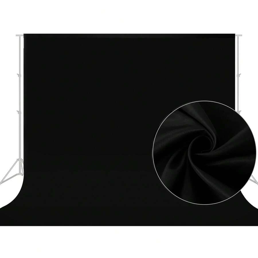 10x10 FT Black Backdrop Background For Photography, Large Black Photo Backdrop Curtain Drapes, High Density Polyester Fabric Black Screen Backdrops For Party Portrait Photoshoots Booth Video Studio - màu đen - Xem 1