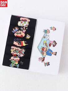 bandai Bandai, Crayon Shin Chan kurze Socken, Mode-Socken für Frühling und Sommer, Crayon Shin Chan Cartoon Box bedruckte Socken, weiße und schwarze kurze Socken, feuchtigkeitsableitend, atmungsaktiv, dünne Boot-Socken, geeignet für Frühling und Sommer, schweißfest, perfektes Party-Geschenk & Geburtstagsüberraschung, ideal für Weihnachten, Halloween, Thanksgiving Geschenke.