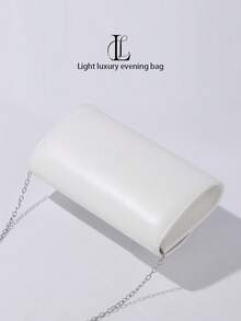 1 pieza Bolso de mano de estilo retro de moda para mujer, bolso de lujo y elegante de cuero con decoración metálica, correa de hombro desmontable de cadena metálica, adecuado para bodas, fiestas, bailes de graduación, discotecas, ocasiones formales, vestidos, cartera blanca - Blanco - Ver 7