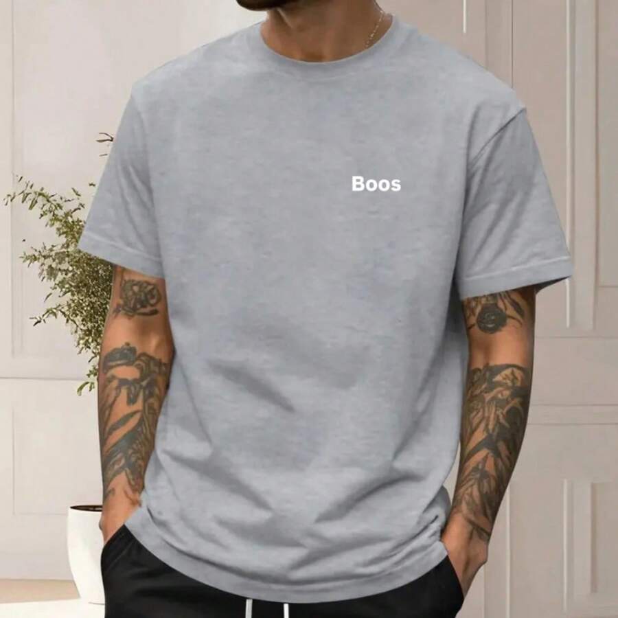 Men's T-Shirt Short Sleeve 100% Cotton Summer - Grey - View 1
