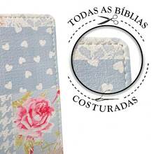 Bíblia Sagrada HIpergigante Botão Coração Azul C/ Harpa