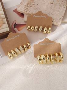 6/18pcs Metallic Teardrop Minimalist Stud Earrings For Women, Versatile Party Earrings