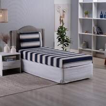 Single Sheet Set With 2 Pieces Printed Cotton Fabric With Elastic All Around And Pillowcase In Matchstick Stitch - Royal Blue - View 2
