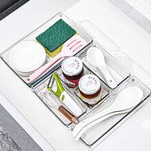 Living And Home Premium Transparent Desktop Organizer Set (6 Or 12-Piece) - Modular PS Plastic Drawer & Desk Organizers - Stackable - 12PCS Transparent - View 3